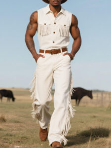 Men's Western Fringed Sleeveless Jumpsuit