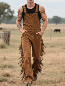 Men's Western Style Tassel Overalls