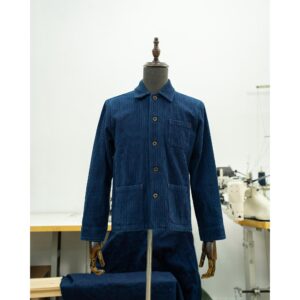 Vintage French Indigo Work Jacket Men's Autumn and Winter New Lapel Multi-Pocket Blue Dyed Work Jacket Sashiko Long-Sleeved Jacket