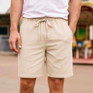 Cotton-Linen Summer Shorts Men - Lightweight Breathable Drawstring Beach Casual Relaxed Fit Bottoms