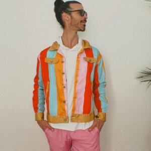 Retro Colorblock Men’s Jacket | Statement Streetwear | Handmade