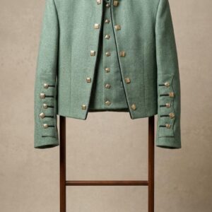 Mens Lovet Green Herringbone Tweed Sheriffmuir Jacket-Handcrafted Traditional Scottish Highland Wear