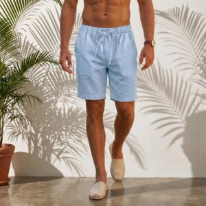 Men's Linen Drawstring Shorts – Lightweight Summer Beach Resort Wear