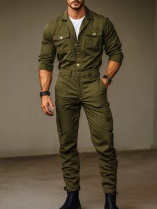 Vintage Street Multi-Pocket Long Sleeve Cargo Jumpsuit